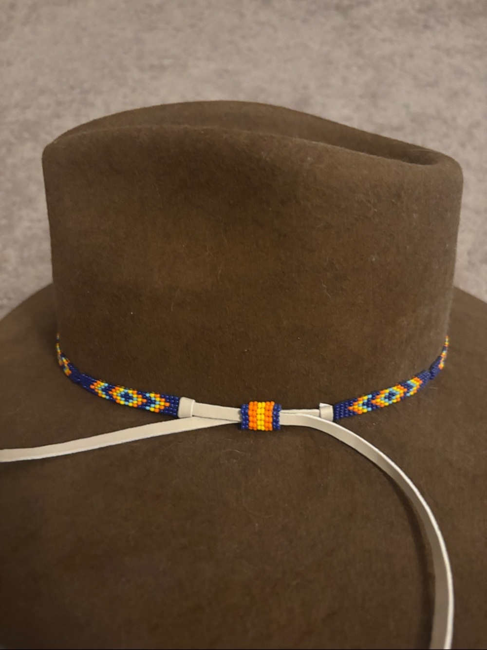 Brown Felt Cowboy Hat with Beaded Accent - Picture 4 of 4